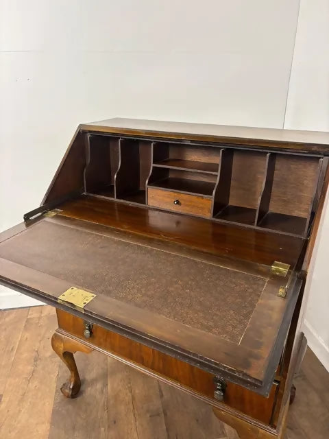 Vintage Walnut Veneered Bureau with Ball & Claw Feet