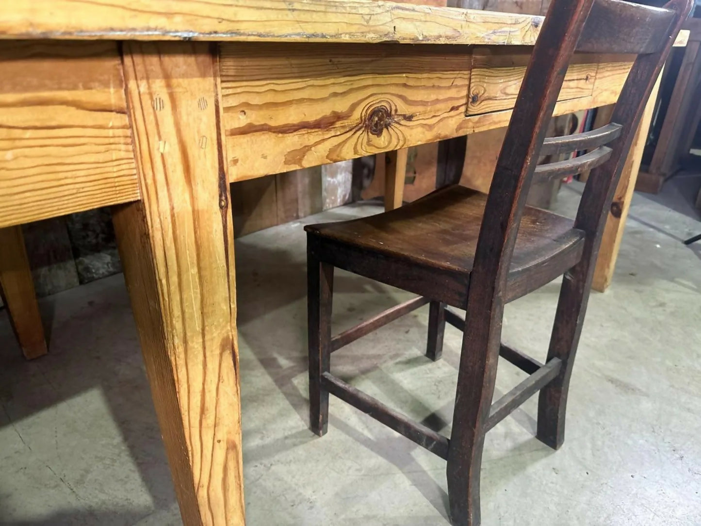 Antique Large Rectangular Long Pine Refectory Dining Table, C 1900. L300