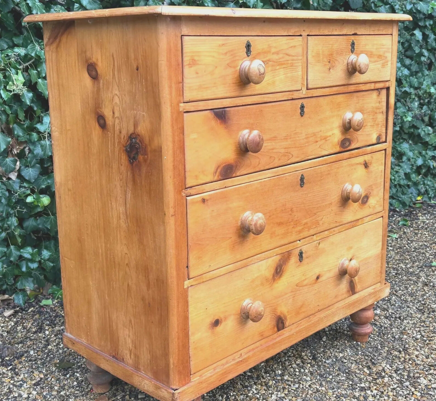 Vintage Victorian Tall Pine Chest Of Drawers