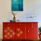 Midcentury Modern Stag Minstrel Sideboard, Red Sideboard