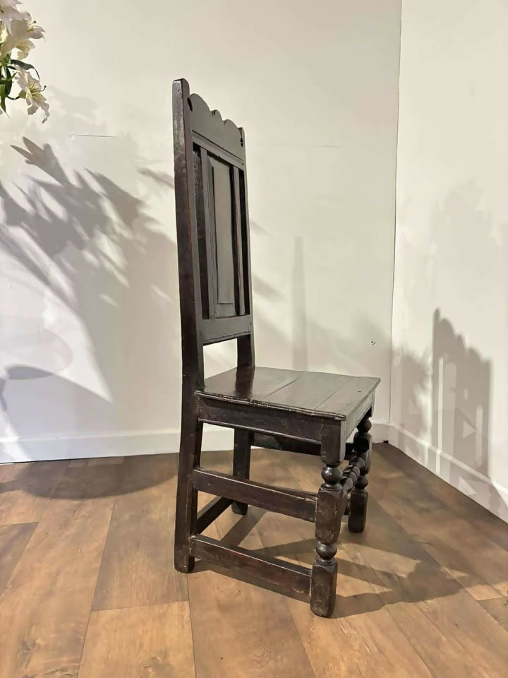 Early Georgian Oak Panel-Back Side Chair