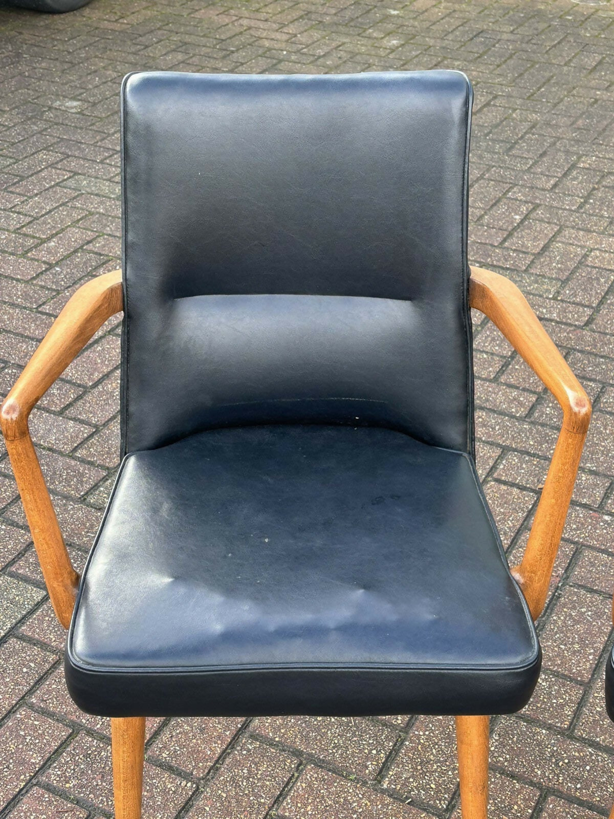 Mid Century Pair Of Black Library Armchairs