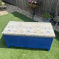 Lloyd loom 1950s storage box/ ottoman blue with William Morris style velvety feel too. Completely newly restored