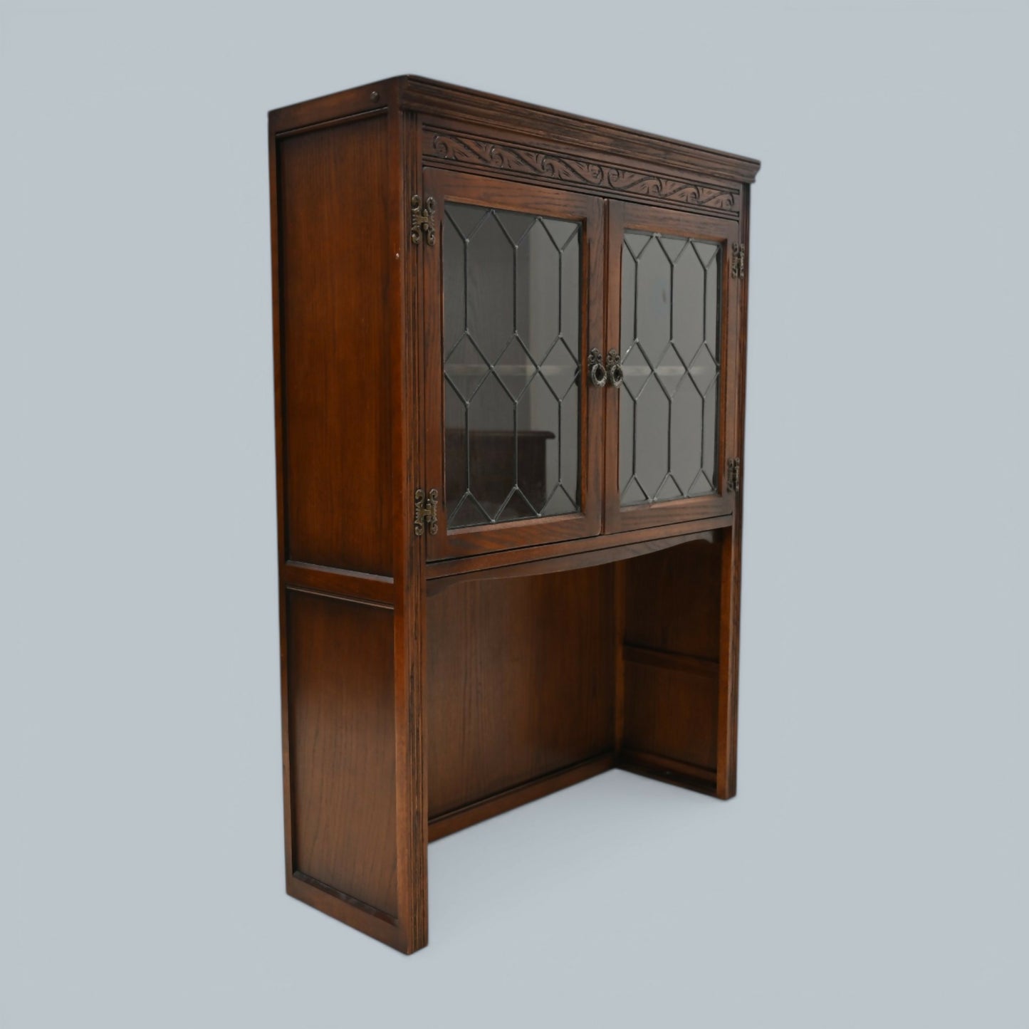 Old Charm Wall Top Unit Bookcase Leaded Glass Display Tudor Brown FREE Delivery*