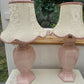 Vintage St Michael hexagonal ceramic ginger jar table lamps in pastel pink