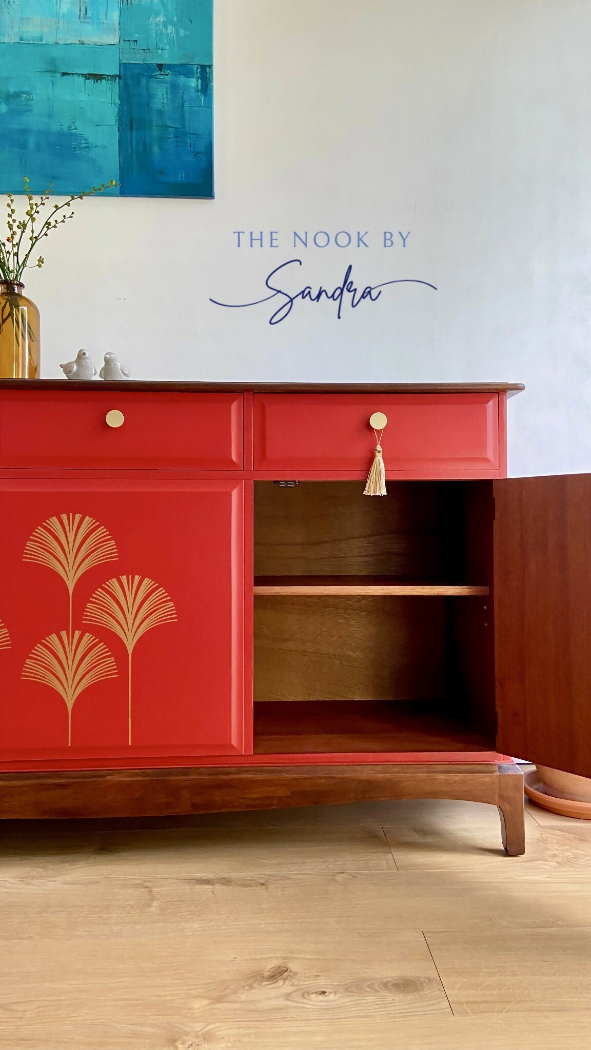 Midcentury Striking Stag Minstrel Mahogany Sideboard