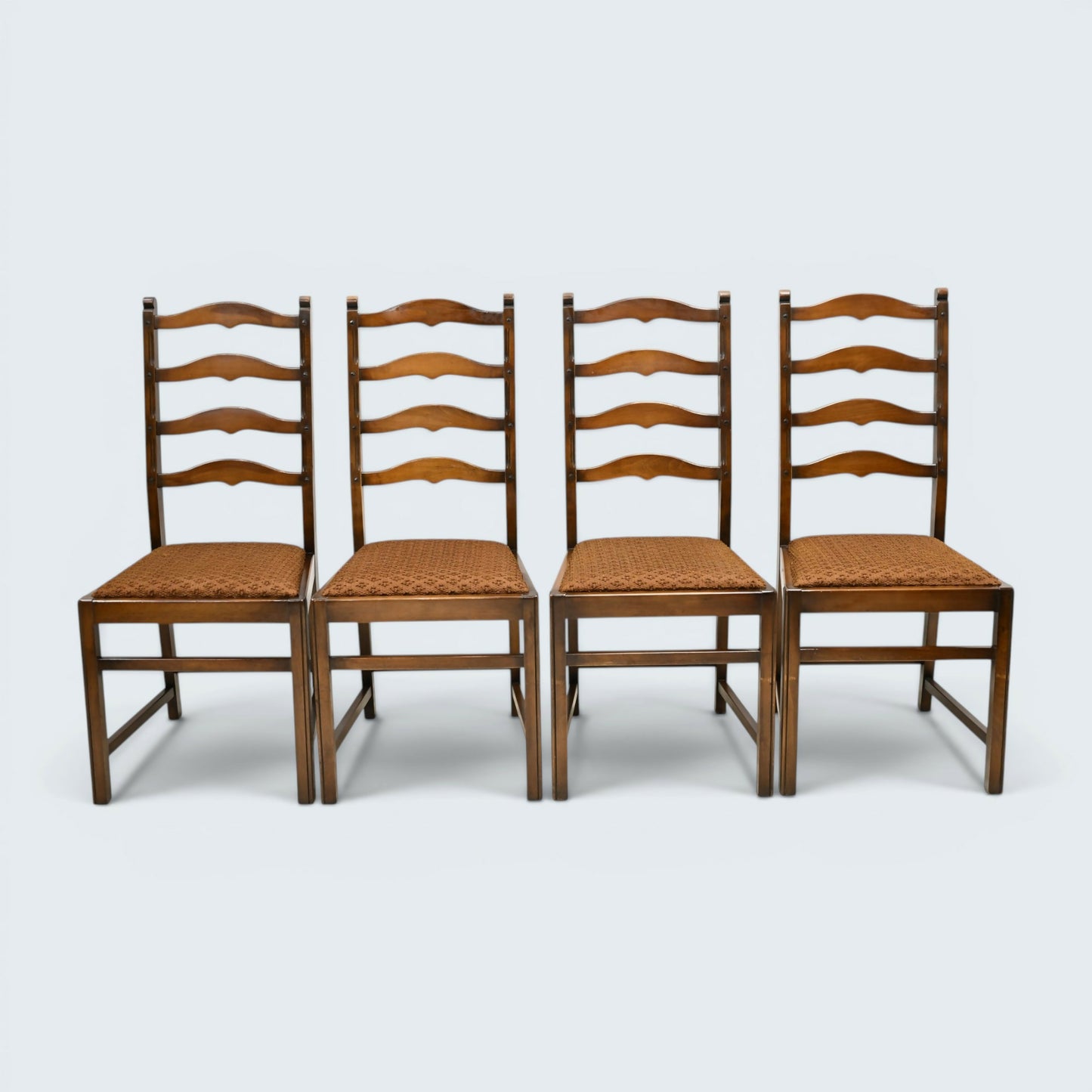 6 Ercol Dining Chairs 1970s Ladderback Drop On Seats Blue Label FREE UK Delivery