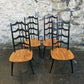 Set Of Four Ercol Batwing Dining Chairs Model Number 496 In Black Super Rare