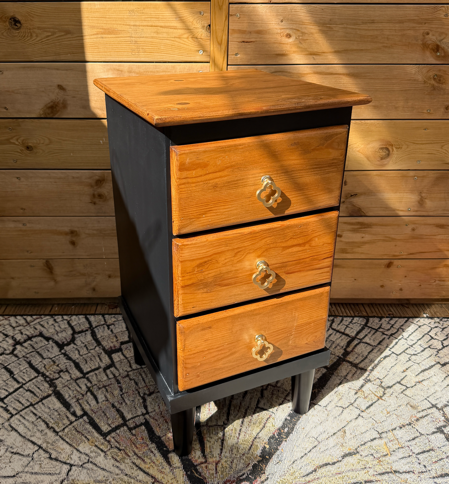 Little Black & Tan - Small single 3 drawer cabinet