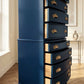 Vintage art deco Navy blue tallboy chest of drawers