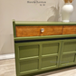 Large Olive Green Nathan Sideboard with Square Brushed Steel Handles