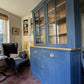 Vintage Pine Blue Painted Display China Glazed Dresser Cupboard Cabinet Bookcase