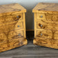 Vintage French Art Deco Burr Bedside Tables Pair | 3 Drawer Nightstands | French Design | Nickel Knobs | Elegant Veneer Finish | Lot 4233