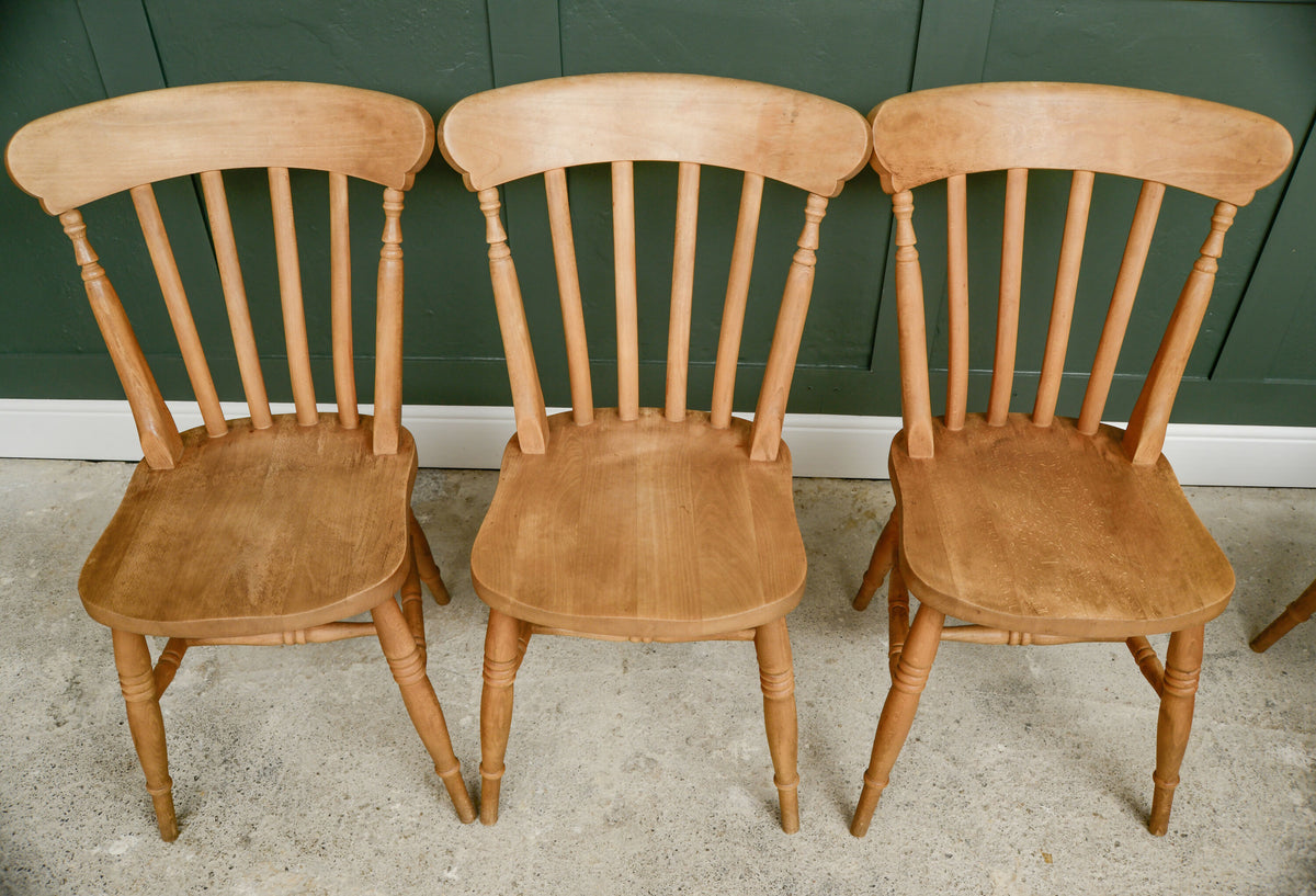 6 Rustic Farmhouse Dining Chairs - Beech - Etak Riahc