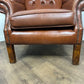 Tan Leather Chesterfield Style Wingback Armchair