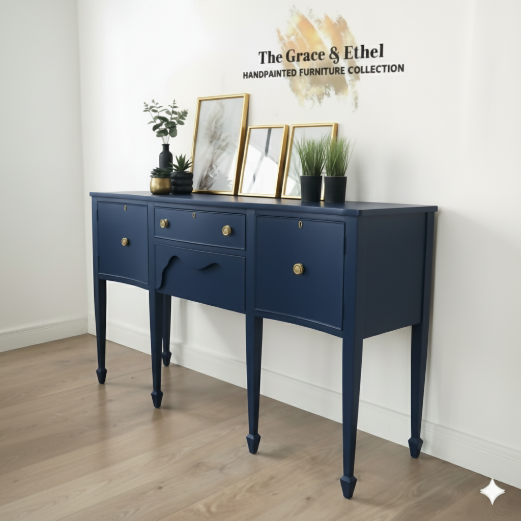 Serpentine navy sideboard