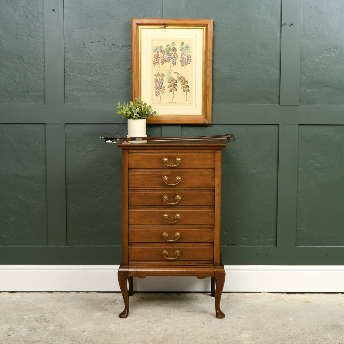 Mahogany Sheet Music Cabinet with Drop Down Front Drawers