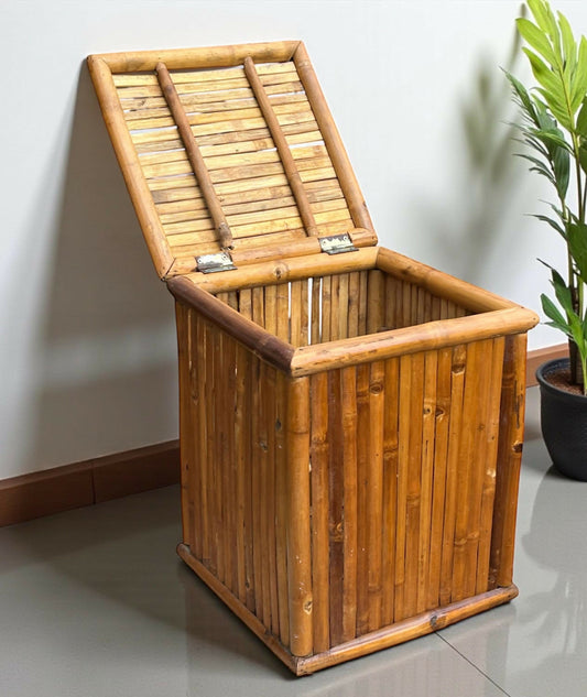 Mid century bamboo and Rattan storage box / side table