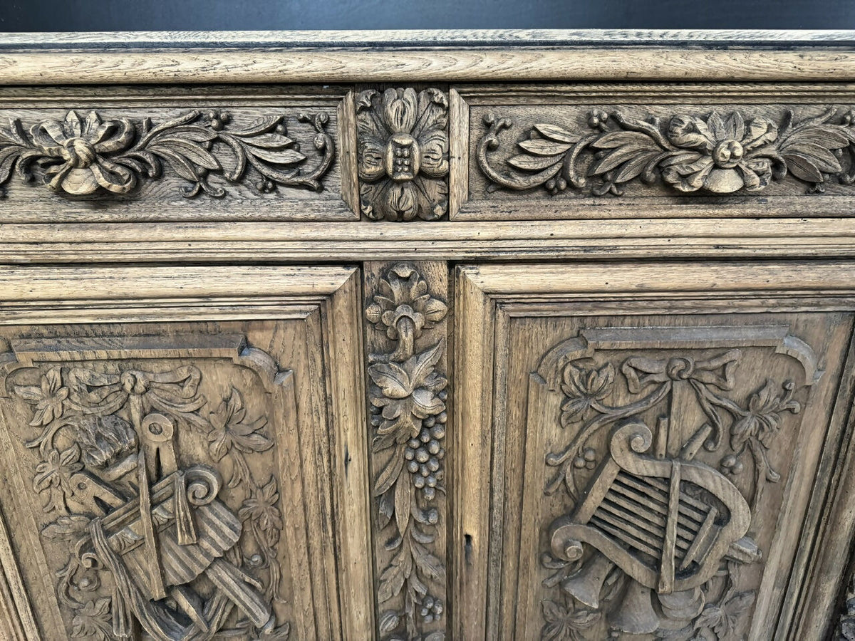 Superb French Carved Oak Sideboard
