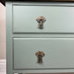 Vintage Chest of Drawers Stripped Oak Top Art Sage Green Upcycled Compact Size