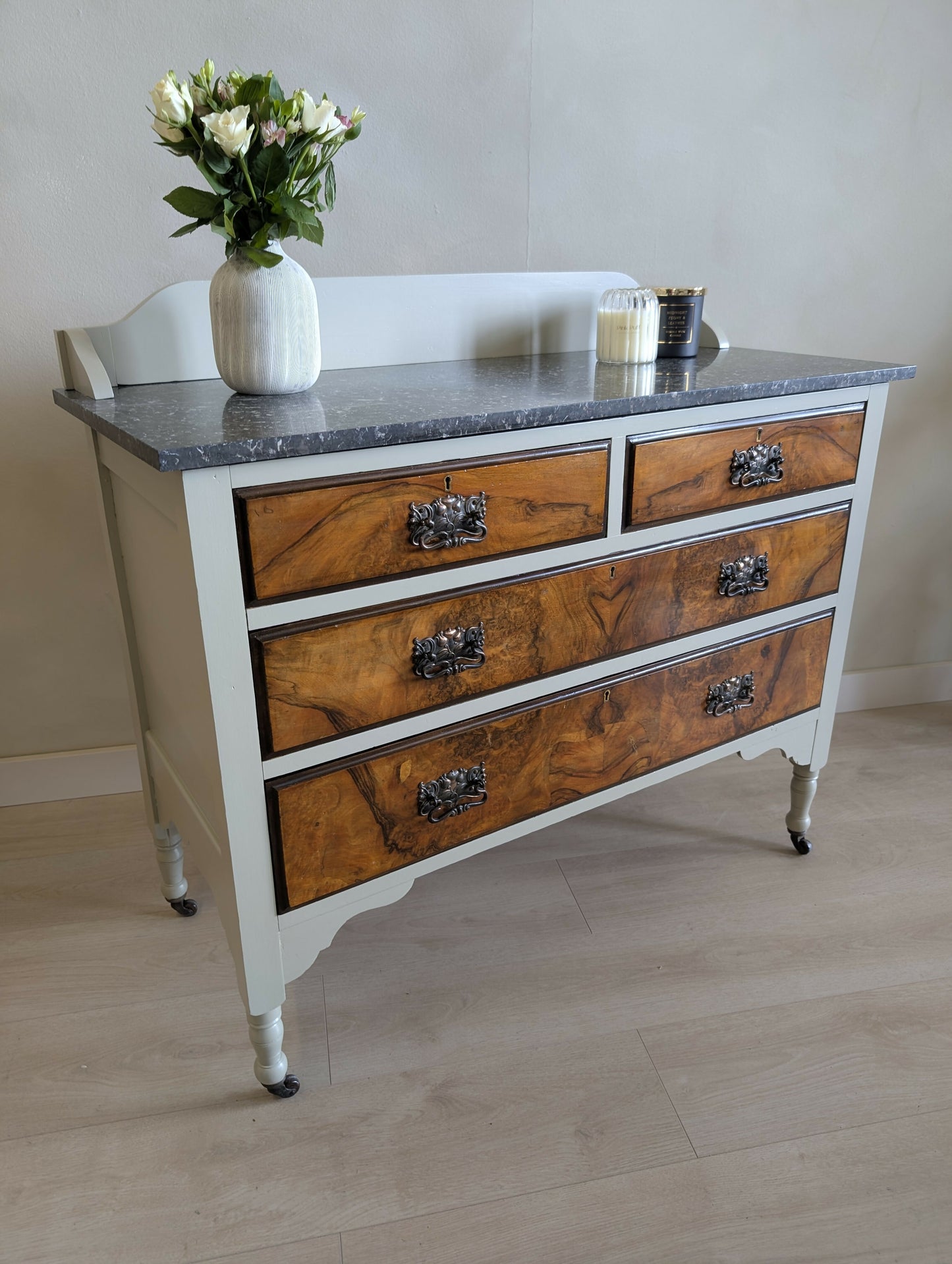 Late Victorian/Edwardian Marble Topped Washstand Chest of Drawers