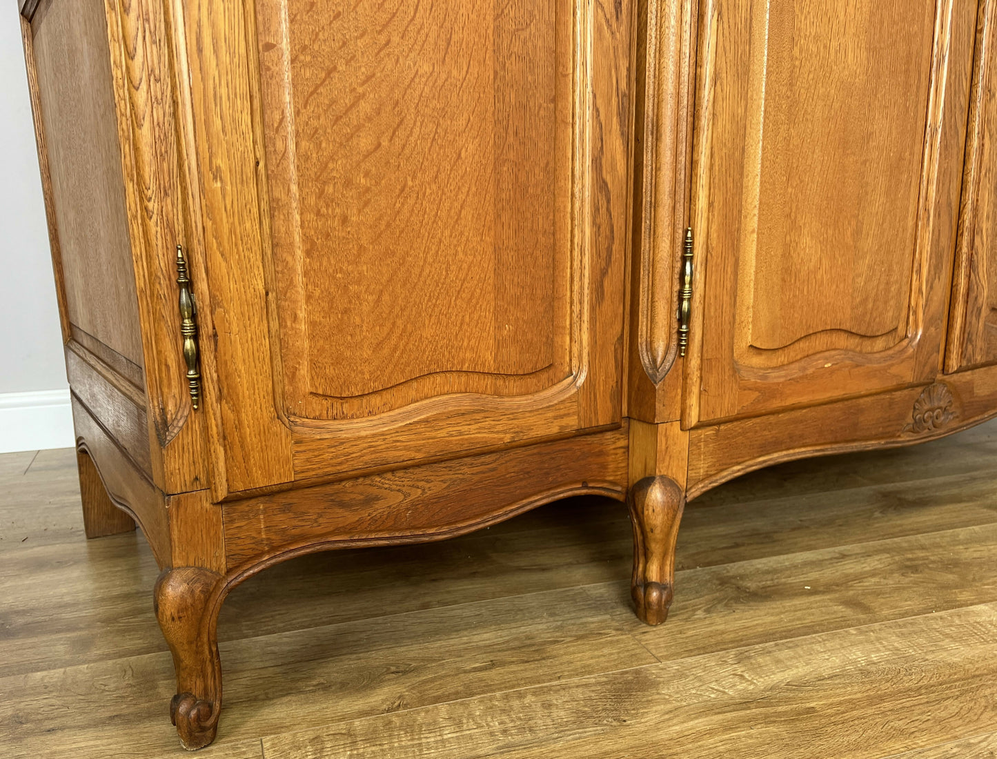 Wardrobe Vintage French Louis XVI Style Oak Four Door Carved Armoire LOT 6399
