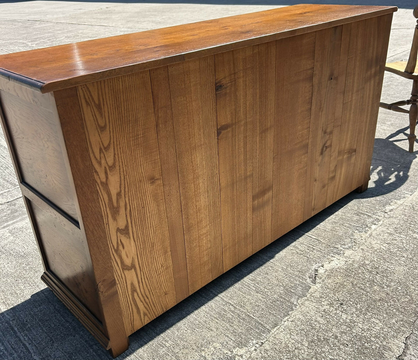 Quality English Distressed Epicormic Ipswich Oak Style Dresser Base Sideboard