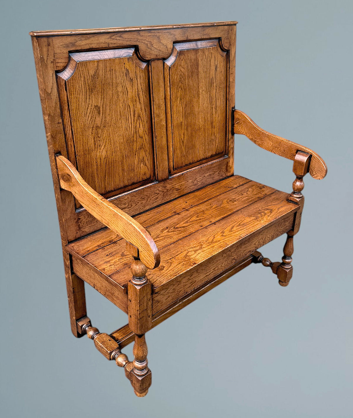 Oak Settle / Oak Hall Seat / Oak Hall Bench