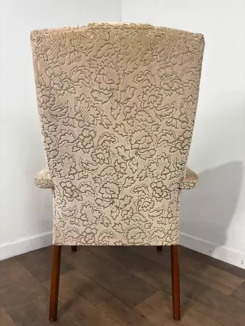 Vintage Parker Knoll Upholstered High Back Armchair – Oak Frame