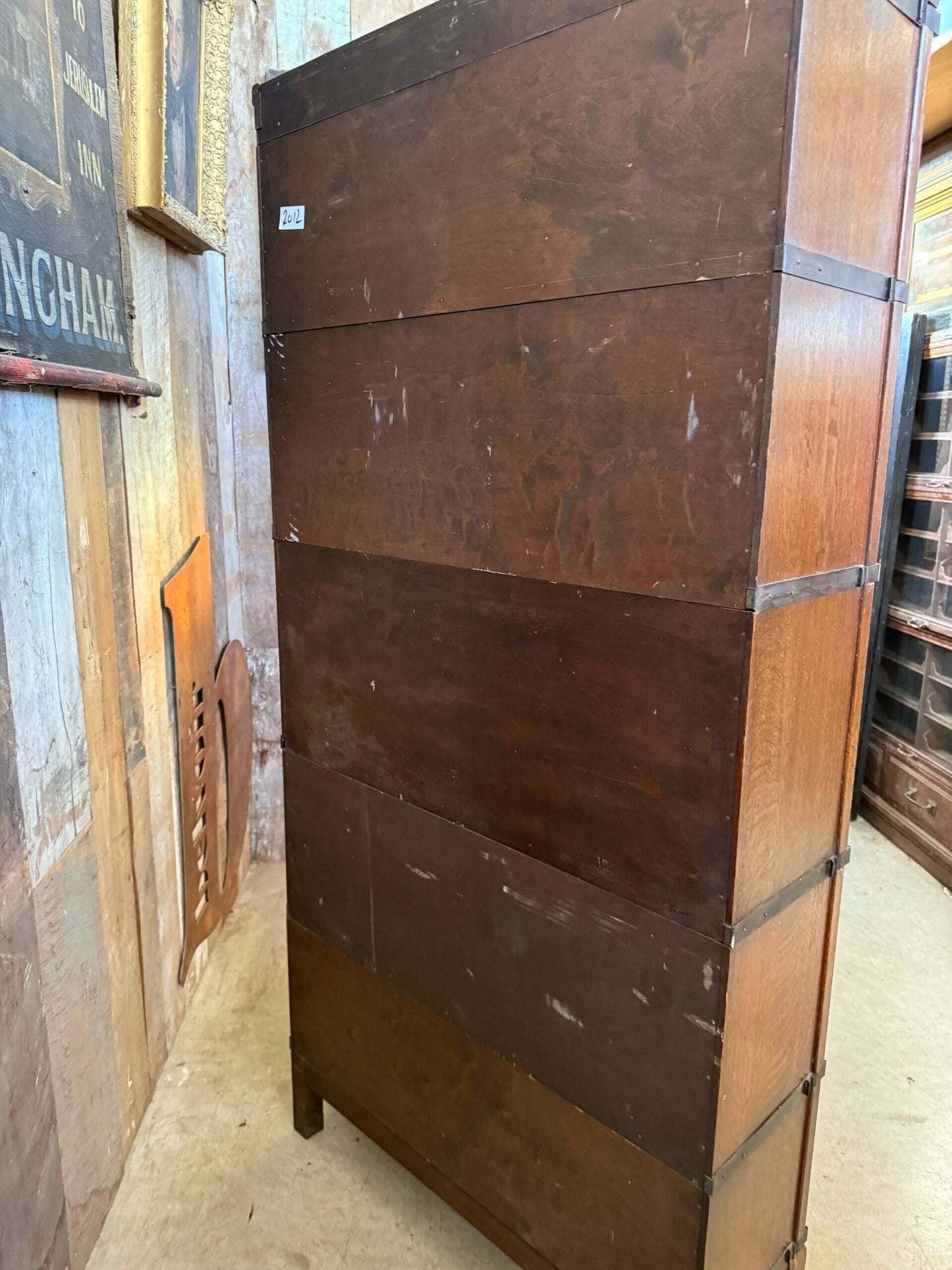 Antique Globe Wernicke Oak Five Stacking Modular Barristers Solicitors Office Glazed Bookcase Cabinet, c1930