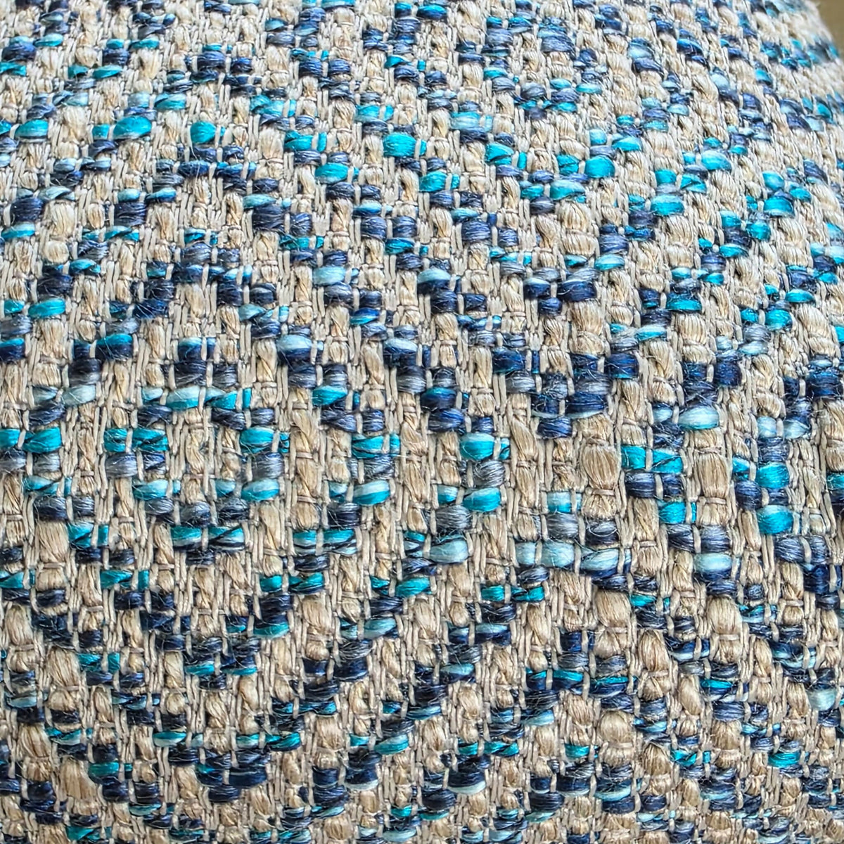 Long, Low Footstool, Restored and Reupholstered in Top Quality Woven Fabric.Teak wood feet. Newly Reupholstered.