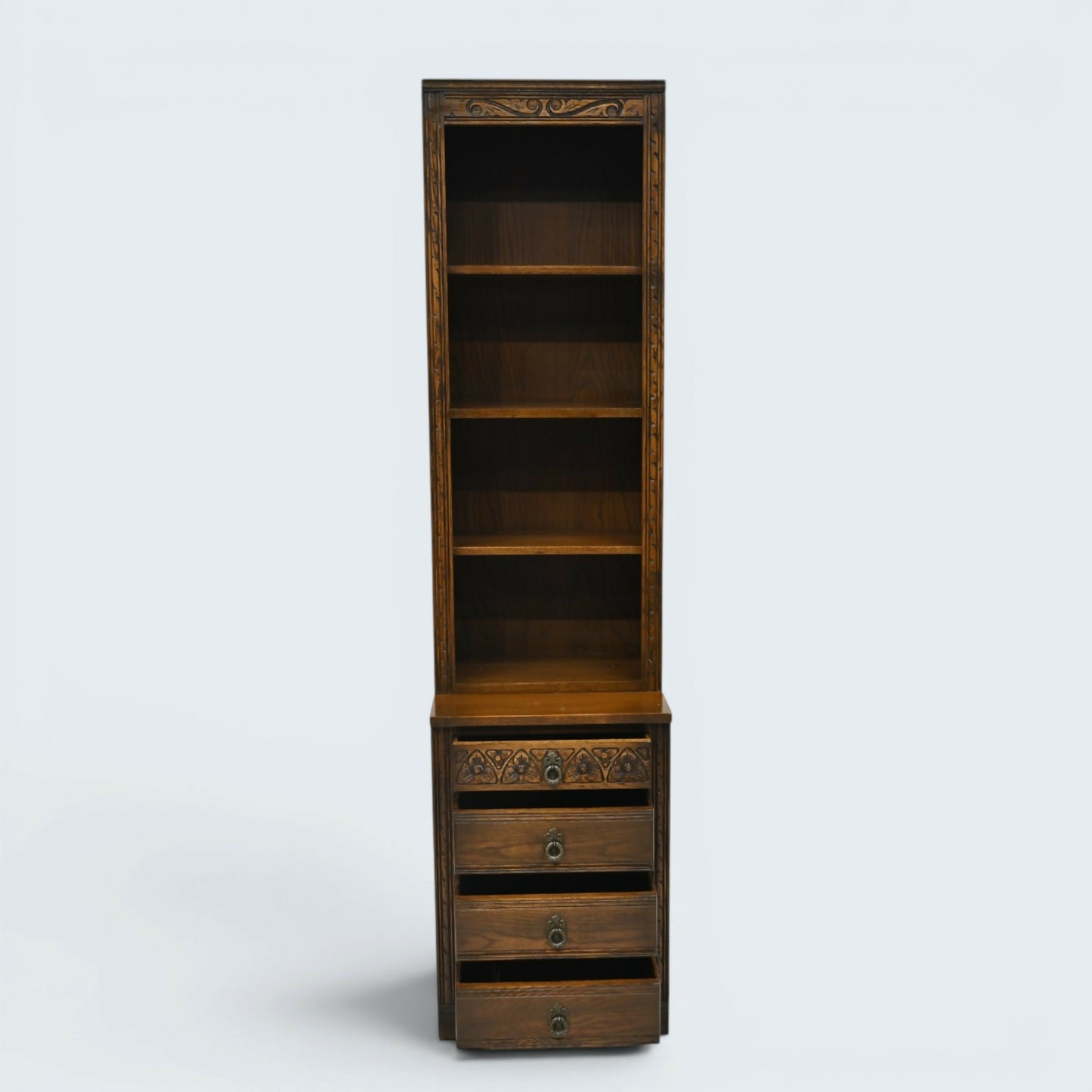 Old Charm Narrow Bookcase 4 Drawers 3 Shelves Light Oak FREE UK Delivery*
