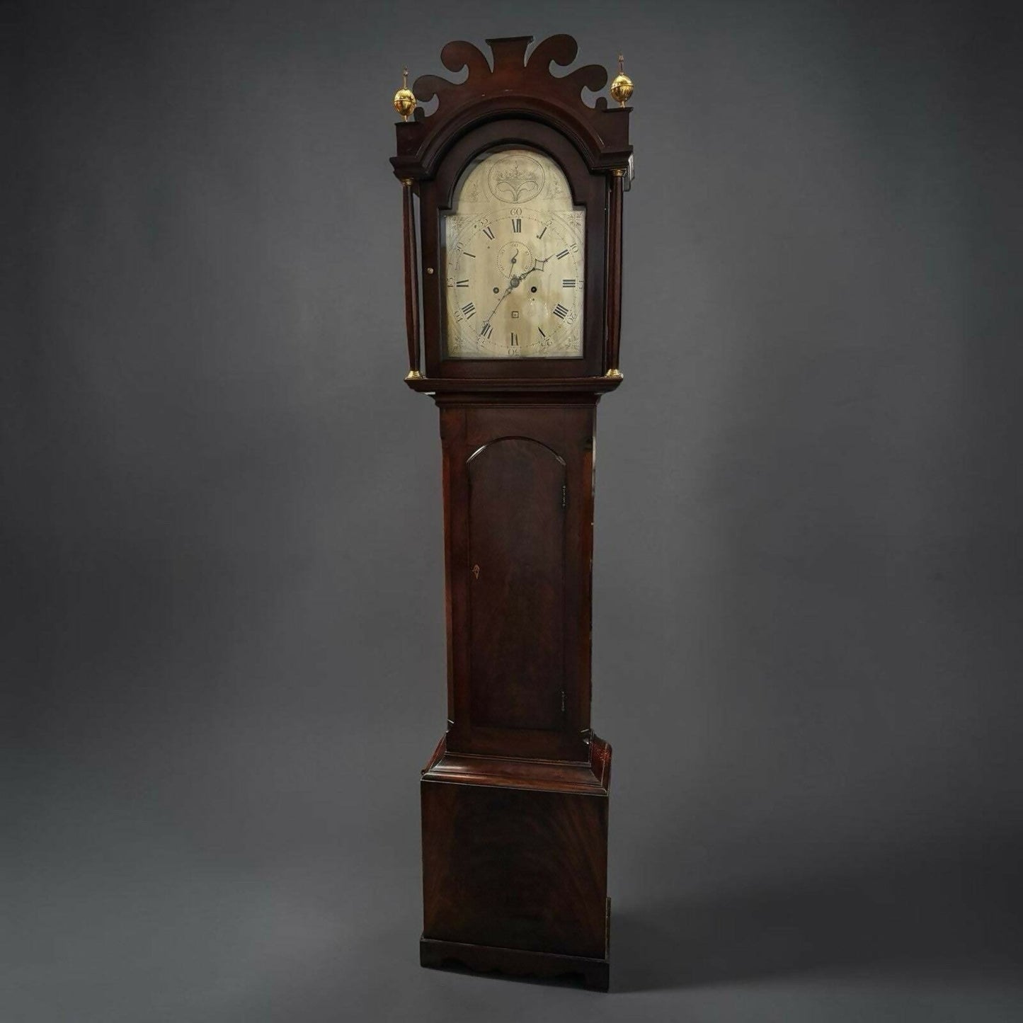 Georgian Mahogany Longcase Clock, Silvered Dial. 8 Day