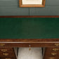 Victorian Oak Pedestal Desk with Full Width Drawer & Green Top