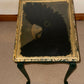 Hand Painted Decoupage Side Table with Glass Top – One of a Kind Green Parrot Design