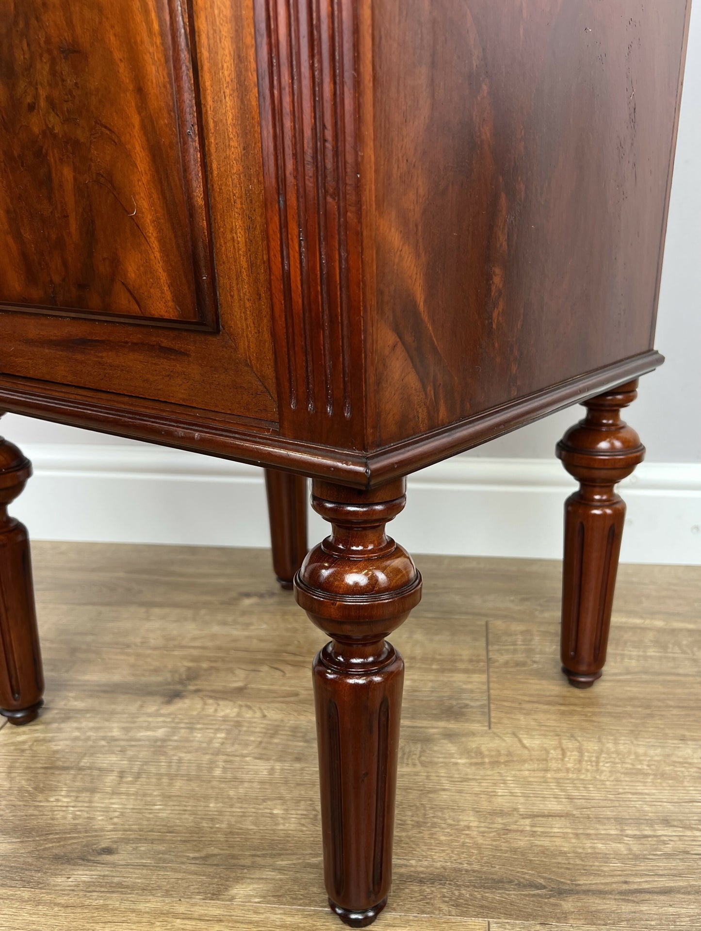 Pair of Bedside Tables Antique Walnut Marble Top Nightstands Cabinets LOT 6223