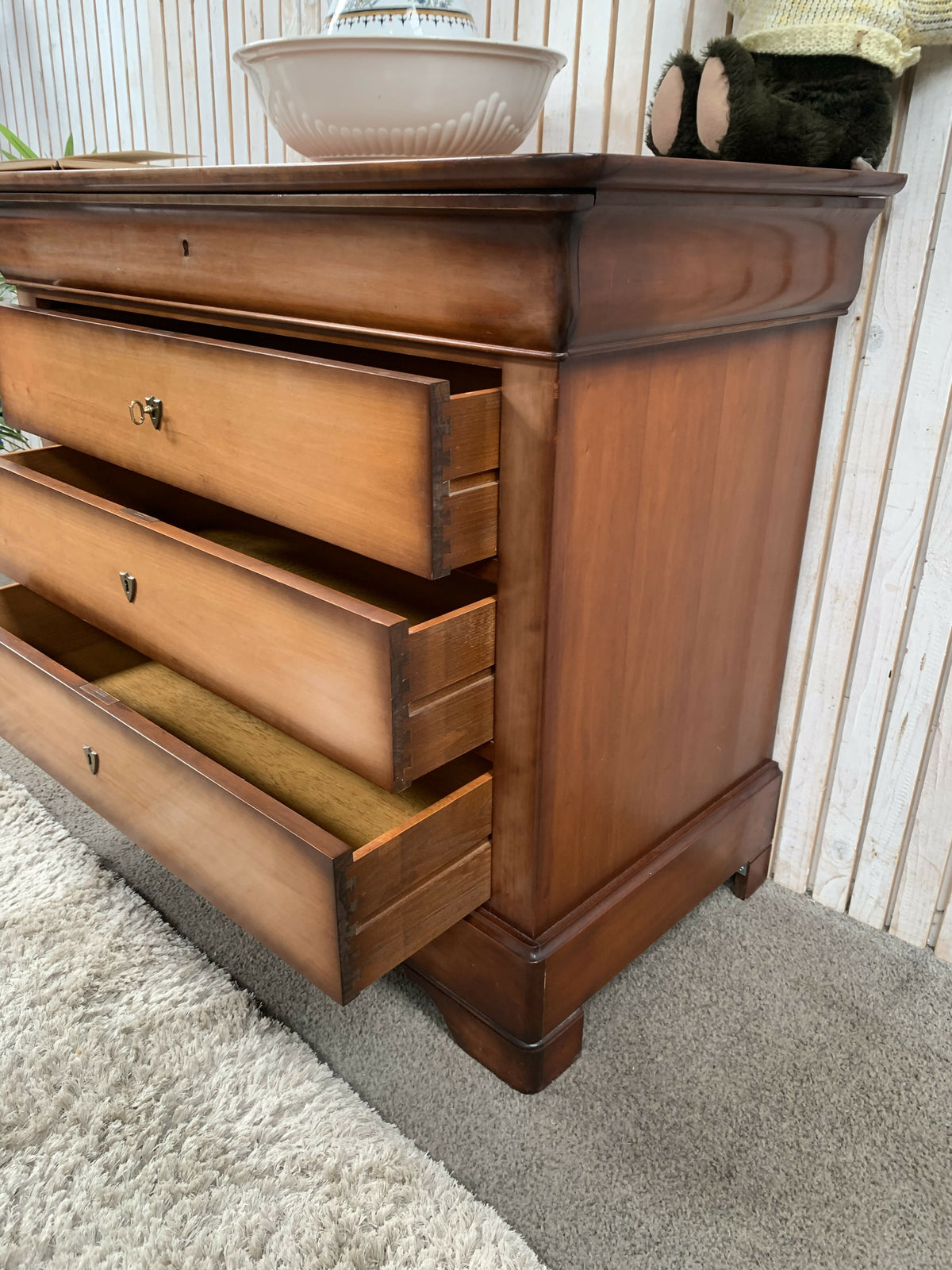 Moreux de Varennes French Vintage Writing Desk Chest 3 Drawers Pull Out Desk