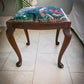 Vintage Dressing Table Stool - Footstool. Becca Who Velvet. Queen Anne legs. Mahogany Frame.
