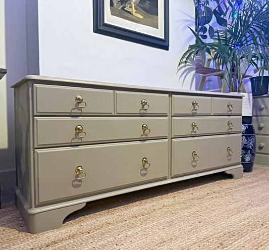 Newly refurbished chest of drawers large solid wood bank of drawers by Ducal