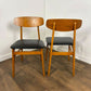 Pair of Mid Century Teak Chairs with Black Upholstery