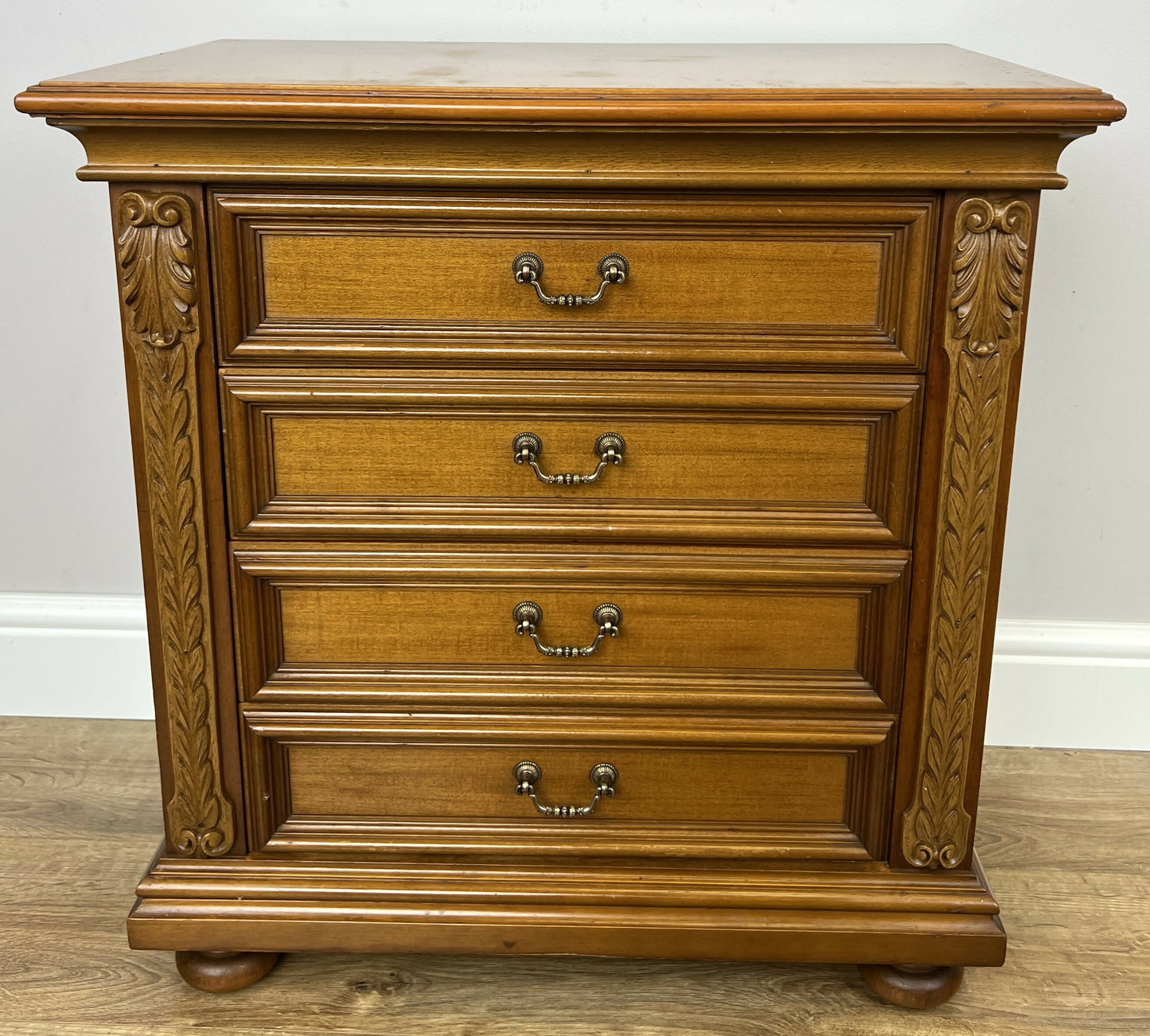 Pair of Bedside Tables Vintage French Nightstands 4 Drawers Cabinets LOT 6315