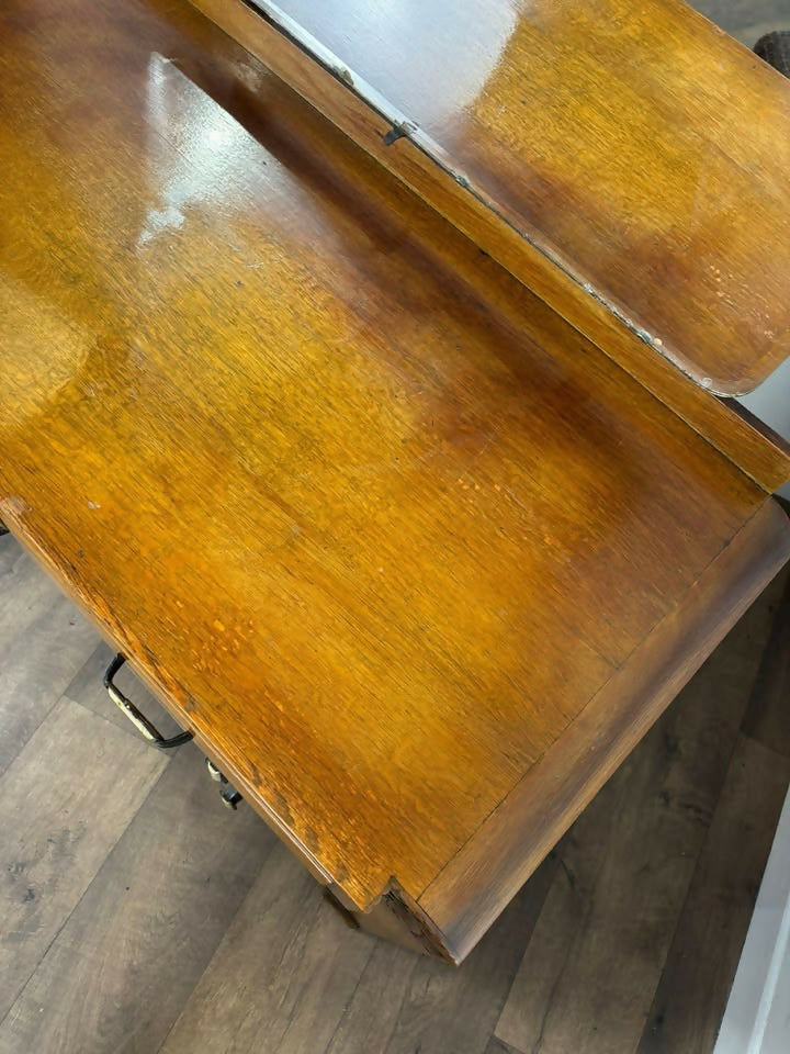 Art Deco Style Vintage Oak Dressing Table with Mirror
