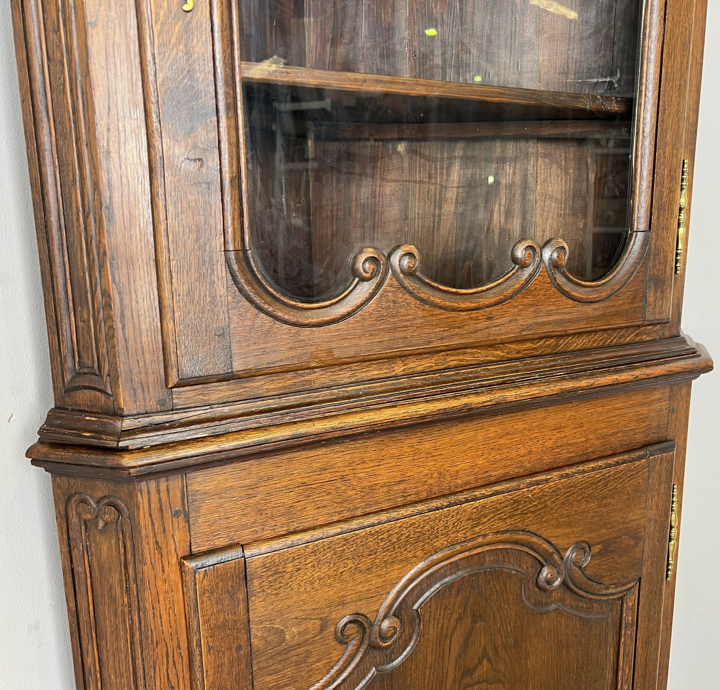 Bookcase Vintage French Style Oak Display Cabinet Carved Sideboard LOT 6262
