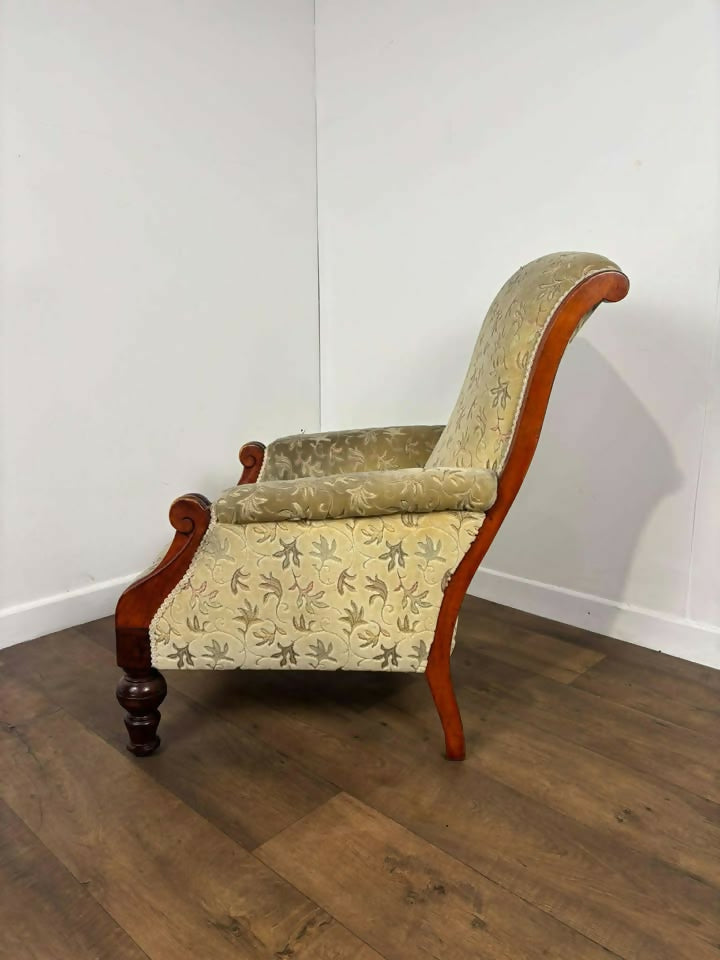 Victorian Mahogany Framed Fireside Armchair