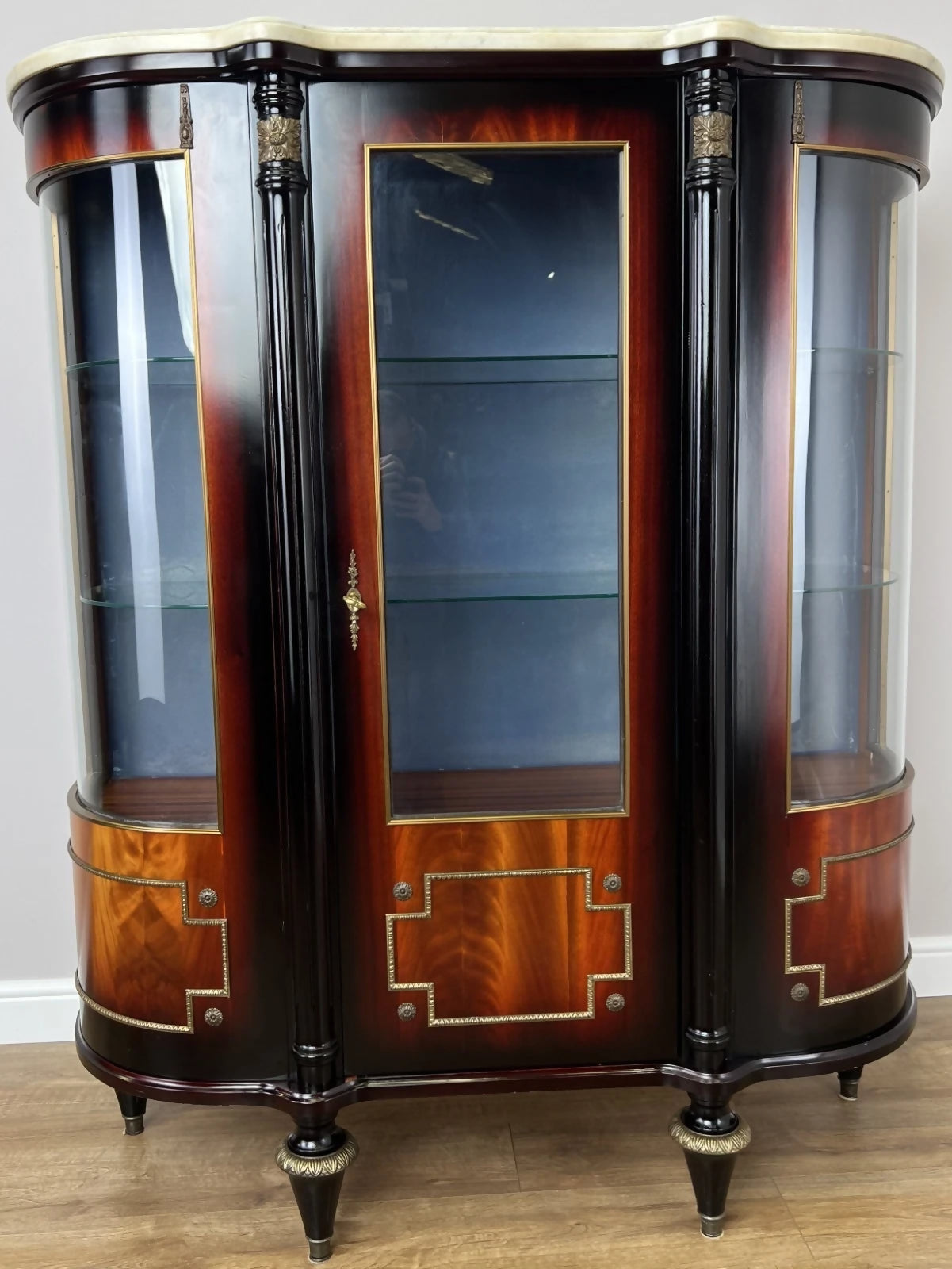 Cabinet Vintage French Style Empire Display Cabinet Marble Top Glass LOT 4977