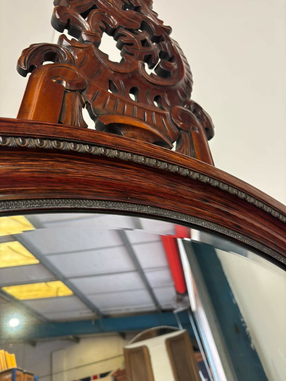 Vintage Mahogany Oval Wall Mirror