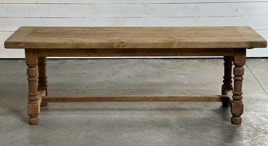 French Oak Farmhouse Kitchen Dining Table With Drawer