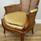 Armchair Vintage French Style Cane Upholstered Accent Carved Chair LOT 6311