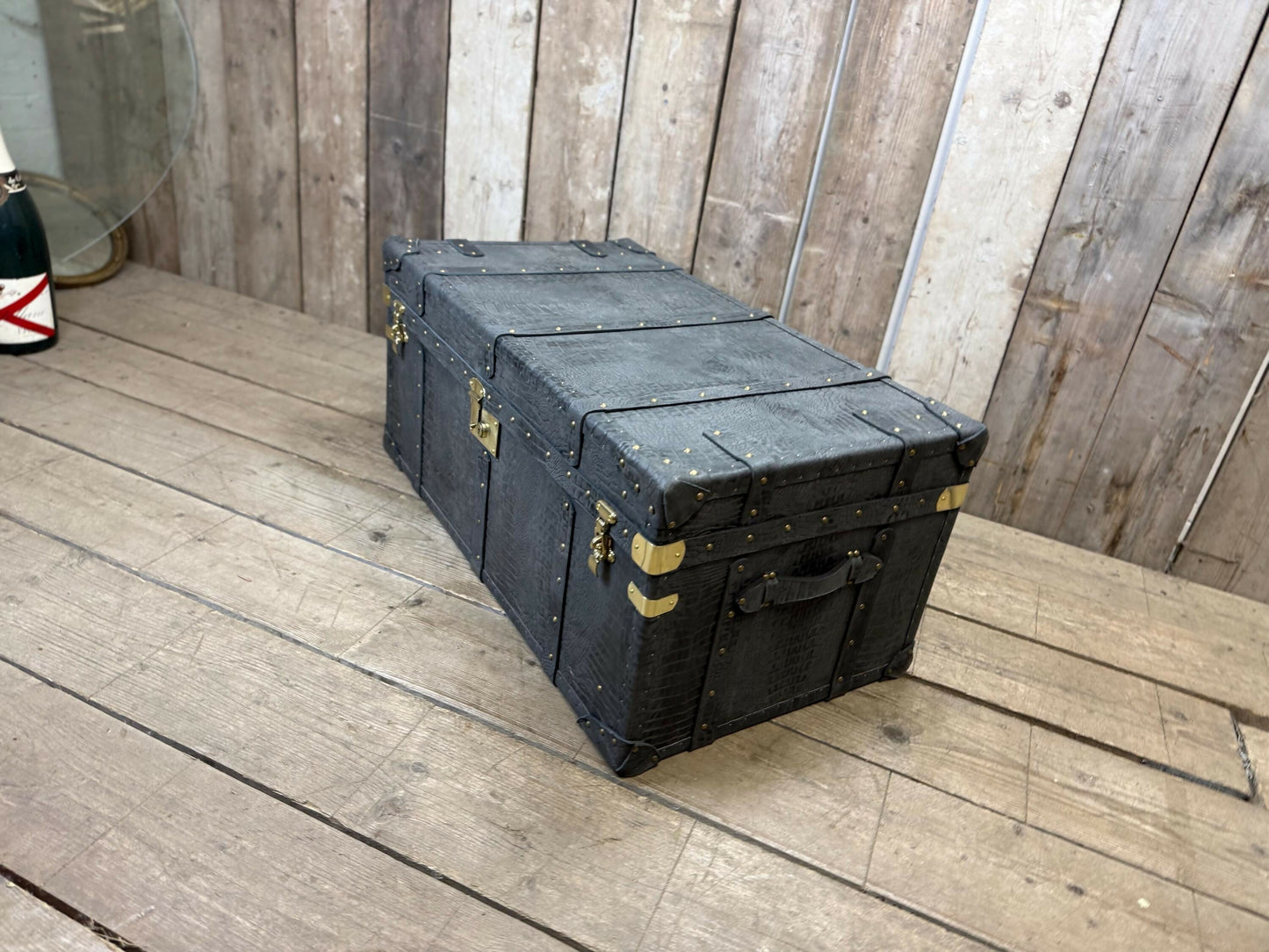 charcoal grey mock crocodile reception trunk