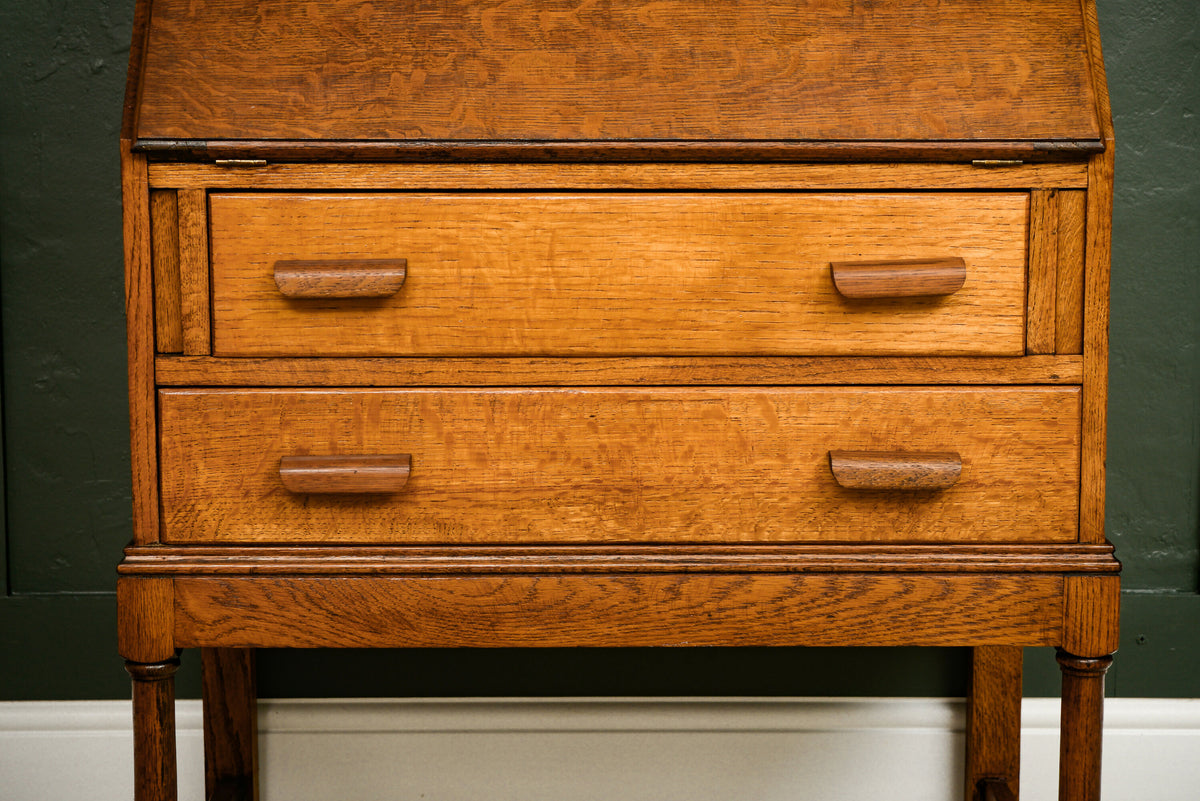 Vintage Oak Bureau Writing Desk - 1930s - 1940s